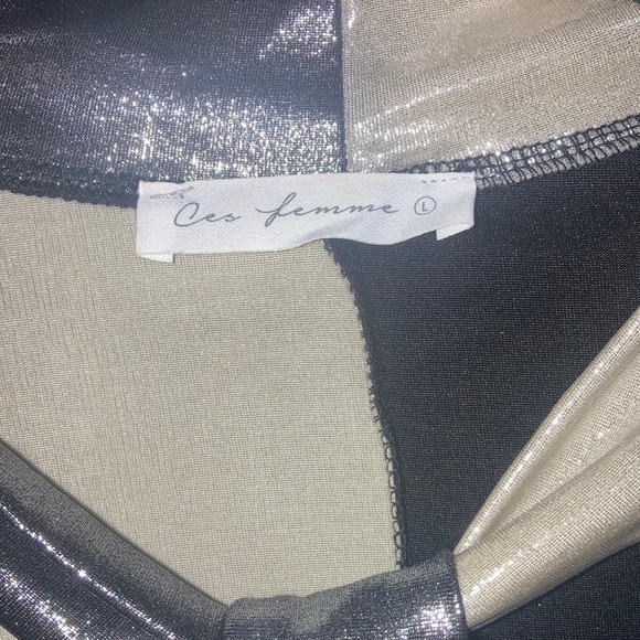 Ces Femme Metallic Silver and Cream/Gold Blouse - Picture 3 of 6
